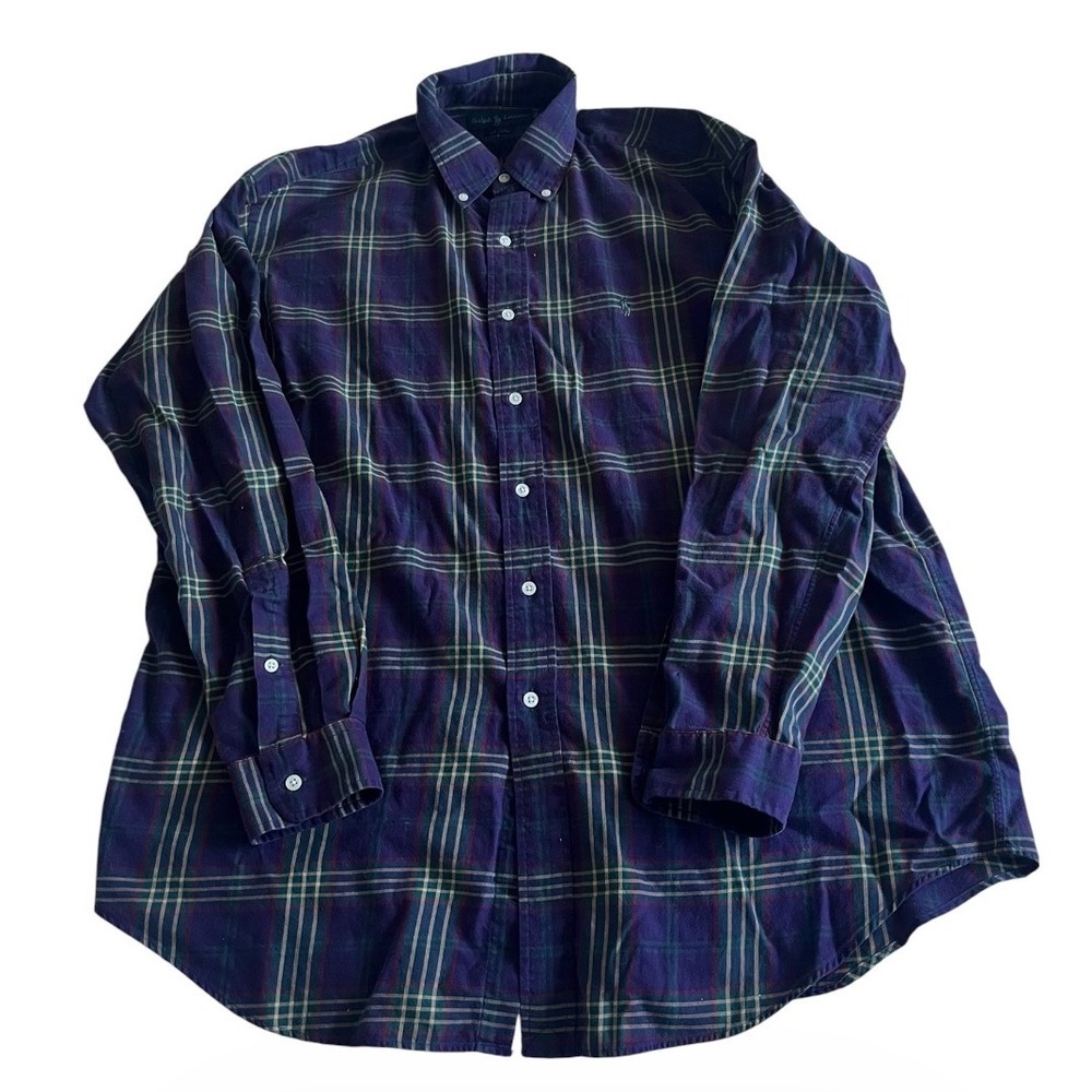 Ralph Lauren Shirt Mens Large Blake Long Sleeve Button Down Purple Plaid Preppy